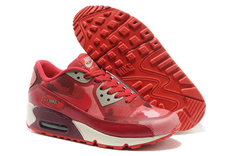 Nike Air Max 90 Chaussures Des Femmes Pre Tape Bourgogne Rouge Gris Clair